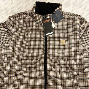 NEW Brooks Brothers Reversible Guncheck/ Black Puffer Men's Jacket SIZE -M